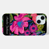 Waterverf bloemenpioen Monogram Case-Mate iPhone Case (Achterkant (horizontaal))