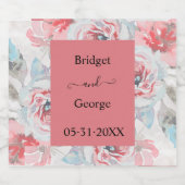 waterverf bloemenpioen roos abrikoos bruiloft bier etiket (Enkel label)