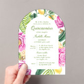 Waterverf Bloemenpioenen Tulpen Citroen Quinceañer Acryl Uitnodigingen (Insitu (Draagbaar))