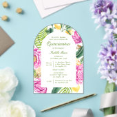 Waterverf Bloemenpioenen Tulpen Citroen Quinceañer Acryl Uitnodigingen (Insitu (Huwelijk))