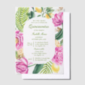 Waterverf Bloemenpioenen Tulpen Citroen Quinceañer Vellum Uitnodigingen (Offset)