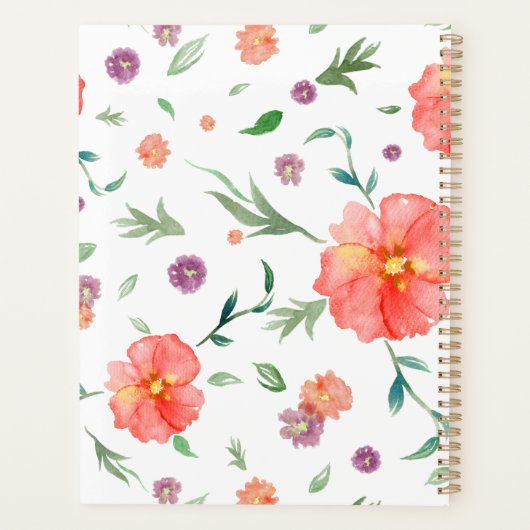 Waterverf Bloemenplanner – gepersonaliseerde gesch Planner (Achterkant)