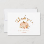 Waterverf bloemenpompoen baby shower dank u kaart (Voorkant)