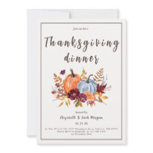 Waterverf Bloemenpompoen Thanksgiving Diner