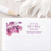 Waterverf Bloemenpruim Paarse Orchideeën Bruiloft Etiket (Insitu)