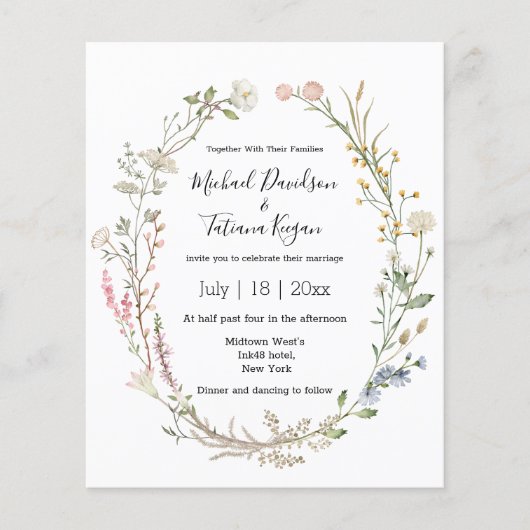 waterverf bloemenqr code foto bruiloft uitnodiging (Voorkant)