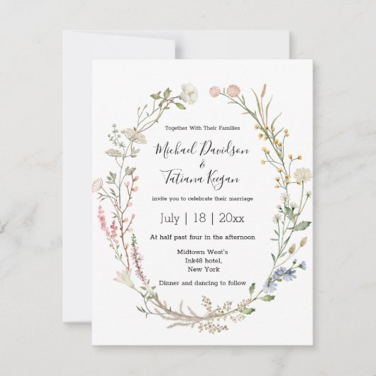 waterverf bloemenqr code rsvp foto bruiloft kaart (Voorkant)