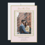 Waterverf bloemenrand Foto Save the Date<br><div class="desc">Elegante Etnische handgeschilderde waterverf bloemrijke lijst op een lichtroze achtergrond trouw Save the Date kaart met foto van het paar.</div>