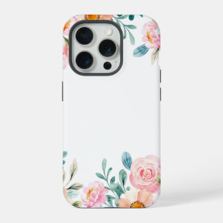Waterverf bloemenrand iPhone 15 pro case