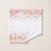 Waterverf Bloemenrand Perzik Wit Bad Handdoek (Wasdoekje)