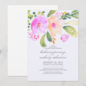 waterverf Bloemenrepetitie Diner nodigt uit Kaart (Voorkant / Achterkant)