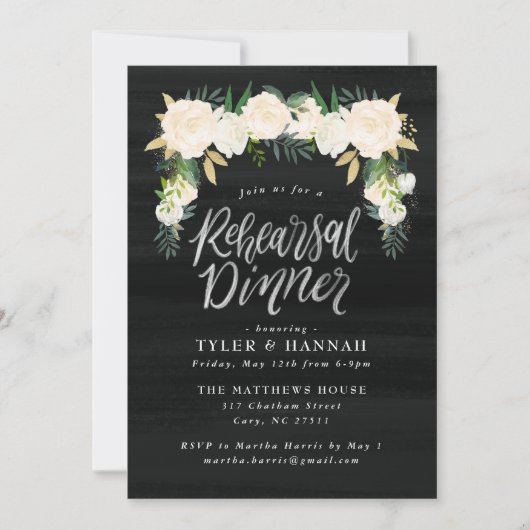 Waterverf Bloemenrepetitie Dineruitnodiging Kaart (Voorkant)