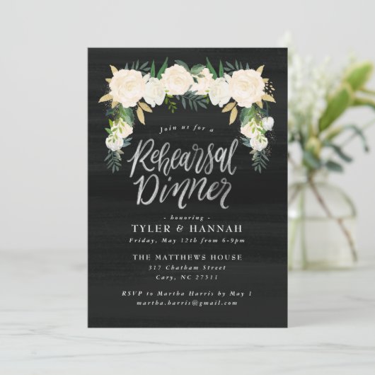 Waterverf Bloemenrepetitie Dineruitnodiging Kaart (Staand voorkant)