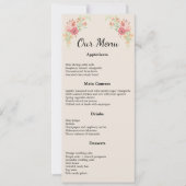 Waterverf Bloemenring op Beige Menu Kaart (Voorkant)