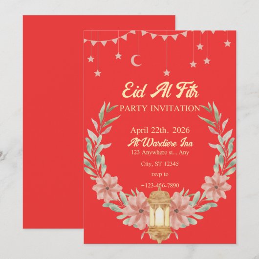 Waterverf bloemenrode achtergrond kaart (Voorkant / Achterkant)