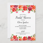 Waterverf Bloemenrood Sinaasappel Vrijgezellenfees Kaart