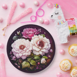 Waterverf Bloemenroze en paarse bloemen Papieren Bordje