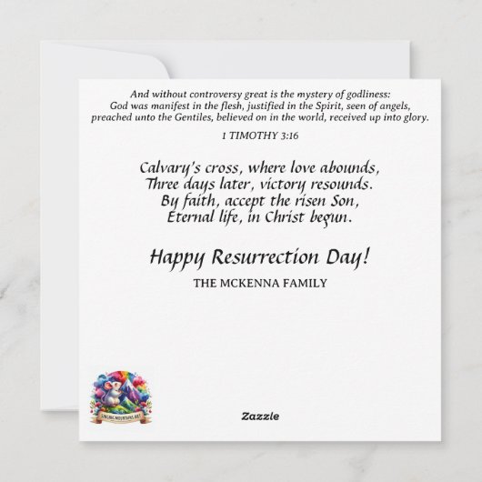 Waterverf Bloemenroze Paarse konijntje paasthee Feestdagenkaart (Achterkant)