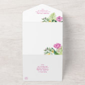 Waterverf Bloemenroze pioenen Foto Quinceañera All In One Uitnodiging (Buitenkant)