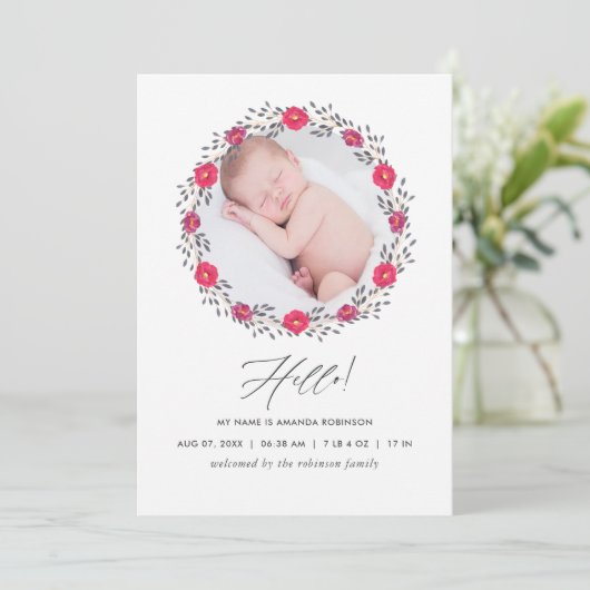 Waterverf Bloemensafari Geboortekaartje Kaart (Staand voorkant)