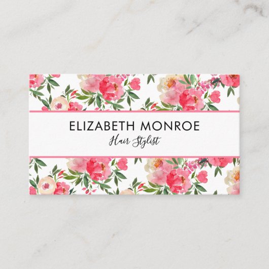 Waterverf Bloemensalon Hair Stylist Visitekaartje (Voorkant)