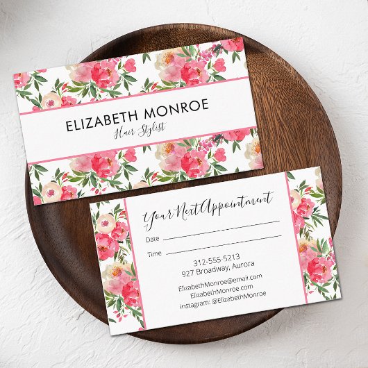 Waterverf Bloemensalon Hair Stylist Visitekaartje