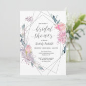 Waterverf Bloemenschets Geometrisch Vrijgezellenfe Kaart (Staand voorkant)