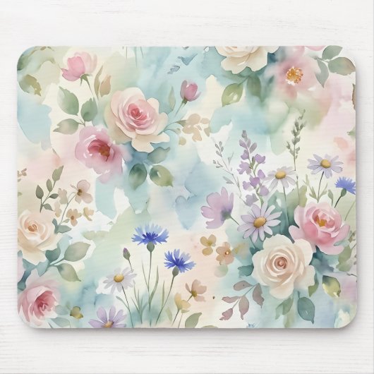 Waterverf Bloemenschildering Roze Muismat (Voorkant)