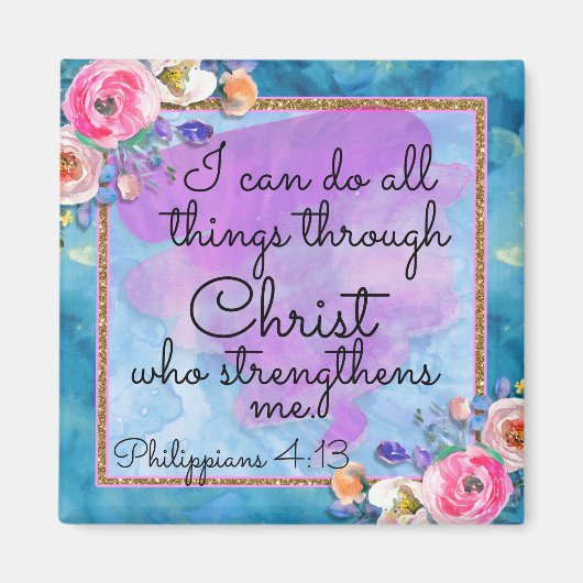 Waterverf Bloemenschrift Alle dingen door Christus Magneet (Voorkant)