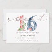 Waterverf bloemenschrift roos goudzoet zestien kaart (Voorkant)