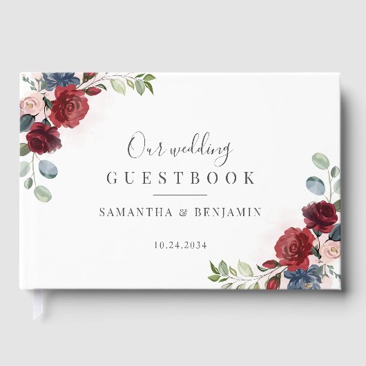 Waterverf Bloemenscript Fall Wedding Gastenboek (Voorkant)