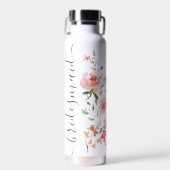 Waterverf bloemenscript gepersonaliseerde bruidsme waterfles (Voorkant)
