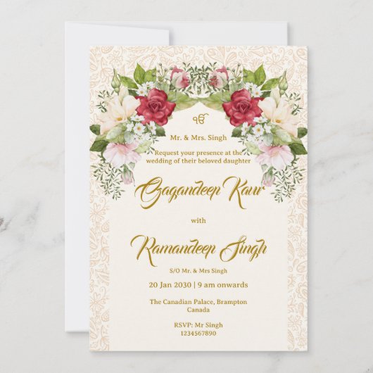 Waterverf bloemensikh bruiloft uitnodigingskaart kaart (Achterkant)