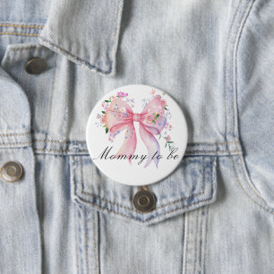 Waterverf bloemenslinger baby shower - aanstaande  ronde button 7,6 cm