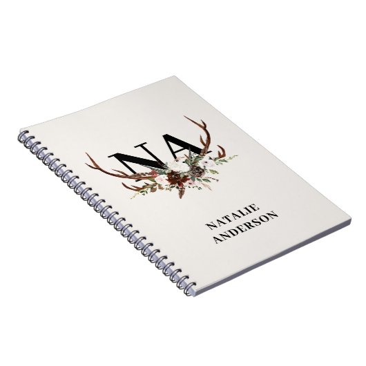 Waterverf bloemensteiger gewei herfst rustieke not notitieboek (Rechterzijde)