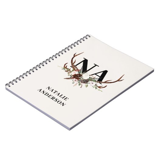 Waterverf bloemensteiger gewei herfst rustieke not notitieboek (Linkerzijde)