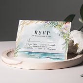 Waterverf Bloemenstrand Zomer Bruiloft RSVP Kaart