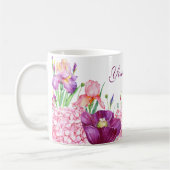 Waterverf Bloementak Vogel natuur Custom Name Koffiemok (Links)