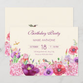 Waterverf Bloementak Vogel natuur Verjaardag Kaart (Voorkant / Achterkant)