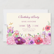 Waterverf Bloementak Vogel natuur Verjaardag