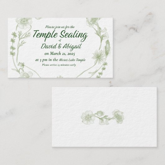 Waterverf bloementempel verzegeling behuizing Kaar Informatiekaartje (Voorkant / Achterkant)