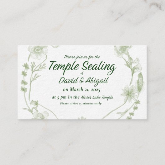 Waterverf bloementempel verzegeling behuizing Kaar Informatiekaartje (Voorkant)