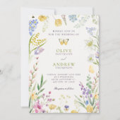 Waterverf bloementuin bruiloft kaart (Voorkant)