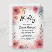 Waterverf Bloementuin Elegante 50e Verjaardag Kaart (Voorkant)