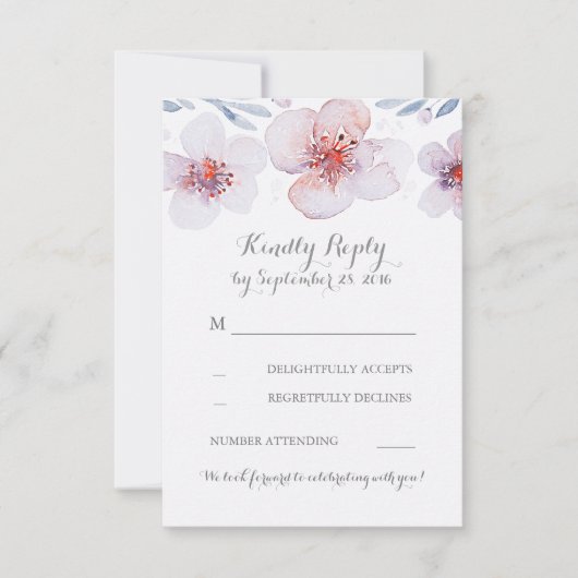 Waterverf Bloementuin Moderne Trouw RSVP Kaarten Kaartje (Voorkant)