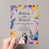 Waterverf Bloementuin Paar Zomer Huwelijk Acryl Uitnodigingen (Insitu (Draagbaar))