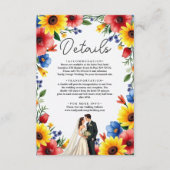 Waterverf Bloementuin Paar Zomer Huwelijk Informatiekaartje (Voorkant)
