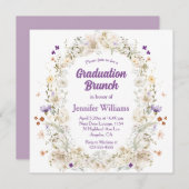 waterverf bloementuin paarse afstuderen brunch kaart (Voorkant / Achterkant)