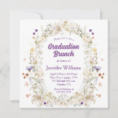 waterverf bloementuin paarse afstuderen brunch kaart (Voorkant)