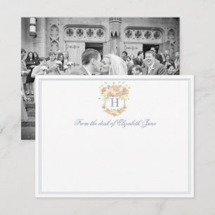 Waterverf Bloementuin Party Crest Foto Bedankkaart